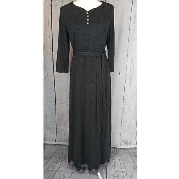 The Skirt Outlet Dresses & Skirts - Charcoal Gray Scallop Maxi Dress NWT Boutique GIFT